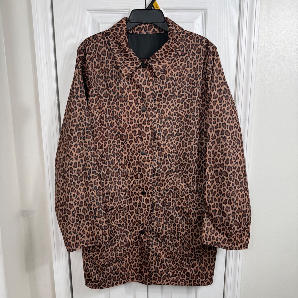 Windham Harbour Leopard Print Rain Jacket Womens XL Animal Print Lightweight